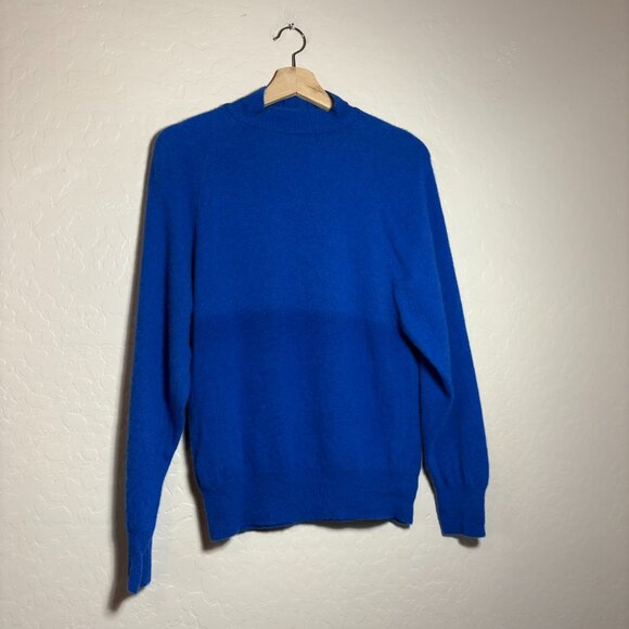 Daniel Caron Wool Blend Cobalt Blue Mock Turtle Neck Long Sleeve Sweater Size M - Picture 7 of 12